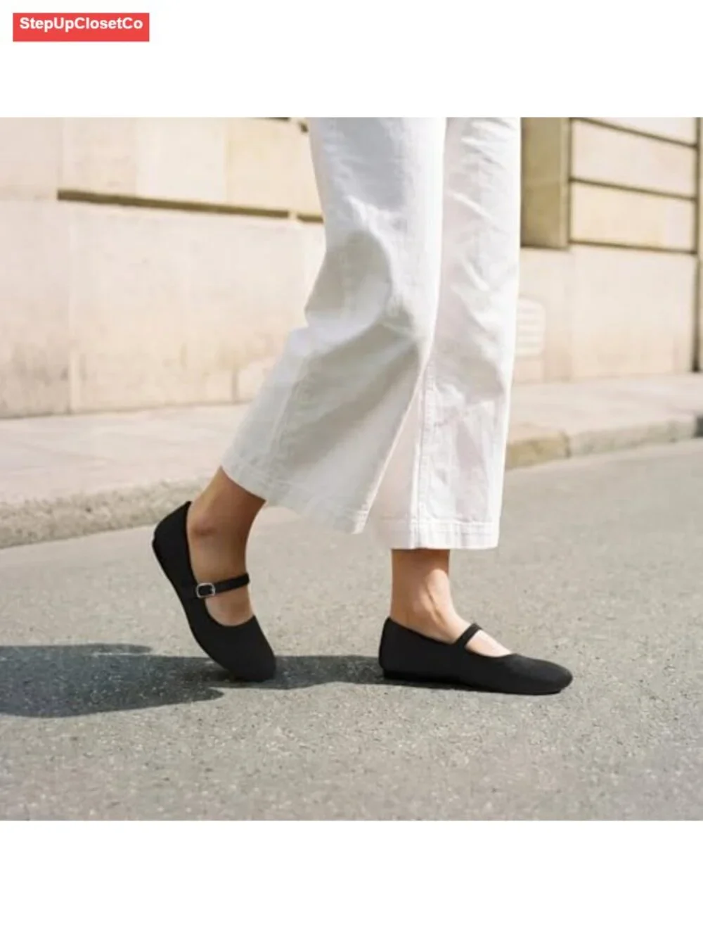 Women's Mary Jane Ballet Flats Breathable Knit Arch Support Slip On